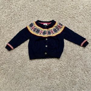 Mini Boden Navy Sweater with Multicolor Pattern